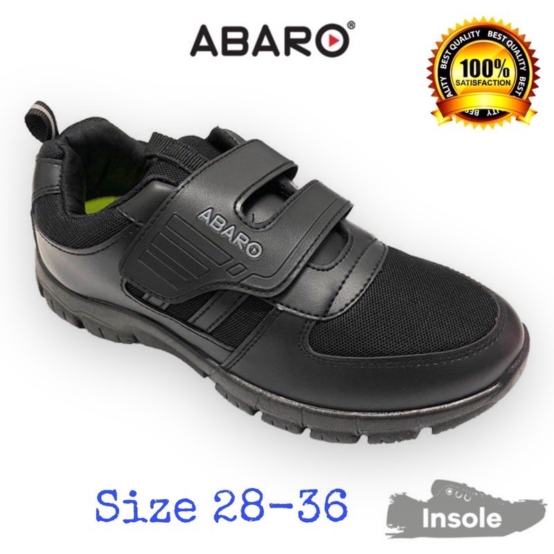ABARO Black School Shoes Mesh + PVC Outsole Primary/Secondary Unisex ...