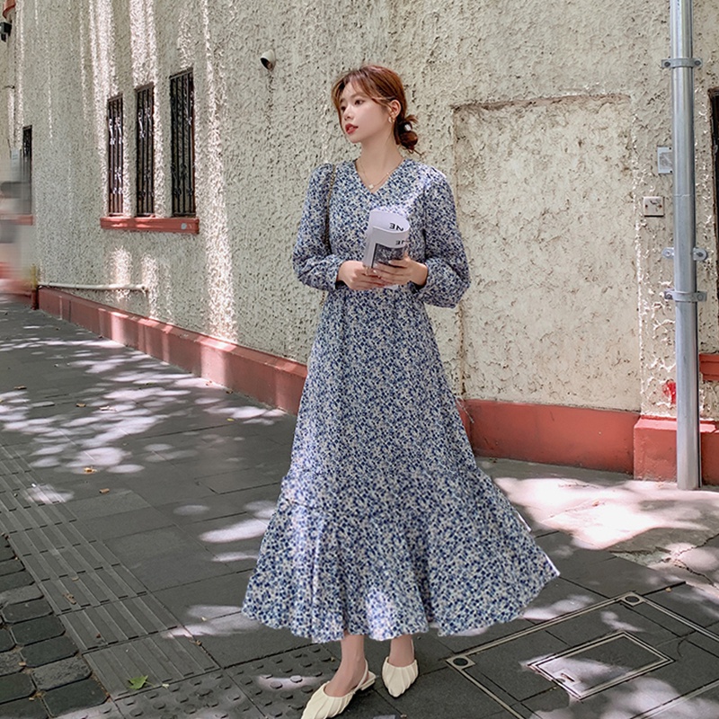 Korean fashion long dress best sale