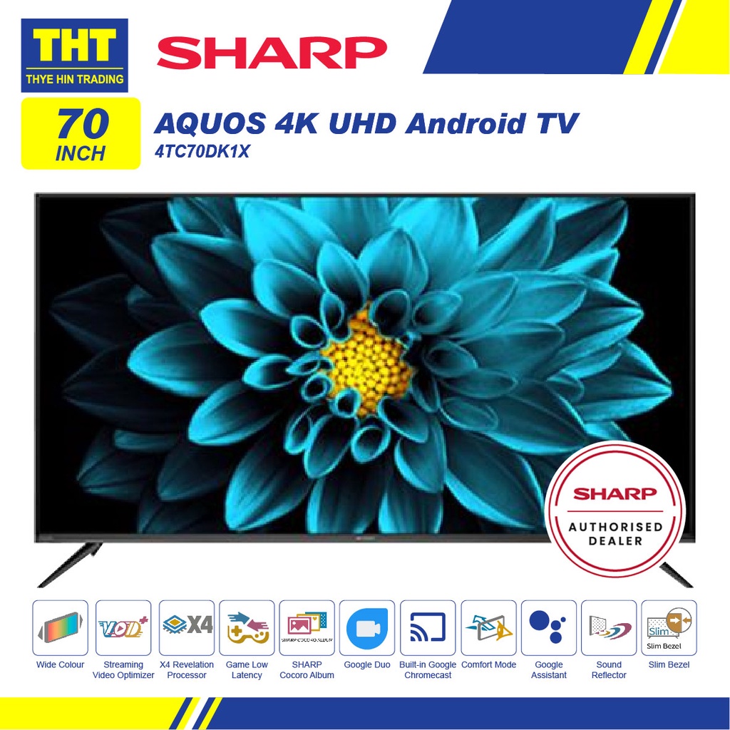 Sharp 70'' AQUOS 4K UHD Android TV 4TC70DK1X Shopee Malaysia