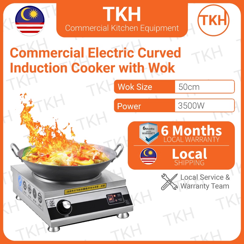 Commercial Curved Table Top Induction Cooker with Wok (3500W) Shopee
