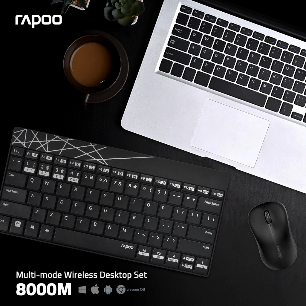  Rapoo 8000M MultiMode Wireless Keyboard & Mouse Combo [BLACK