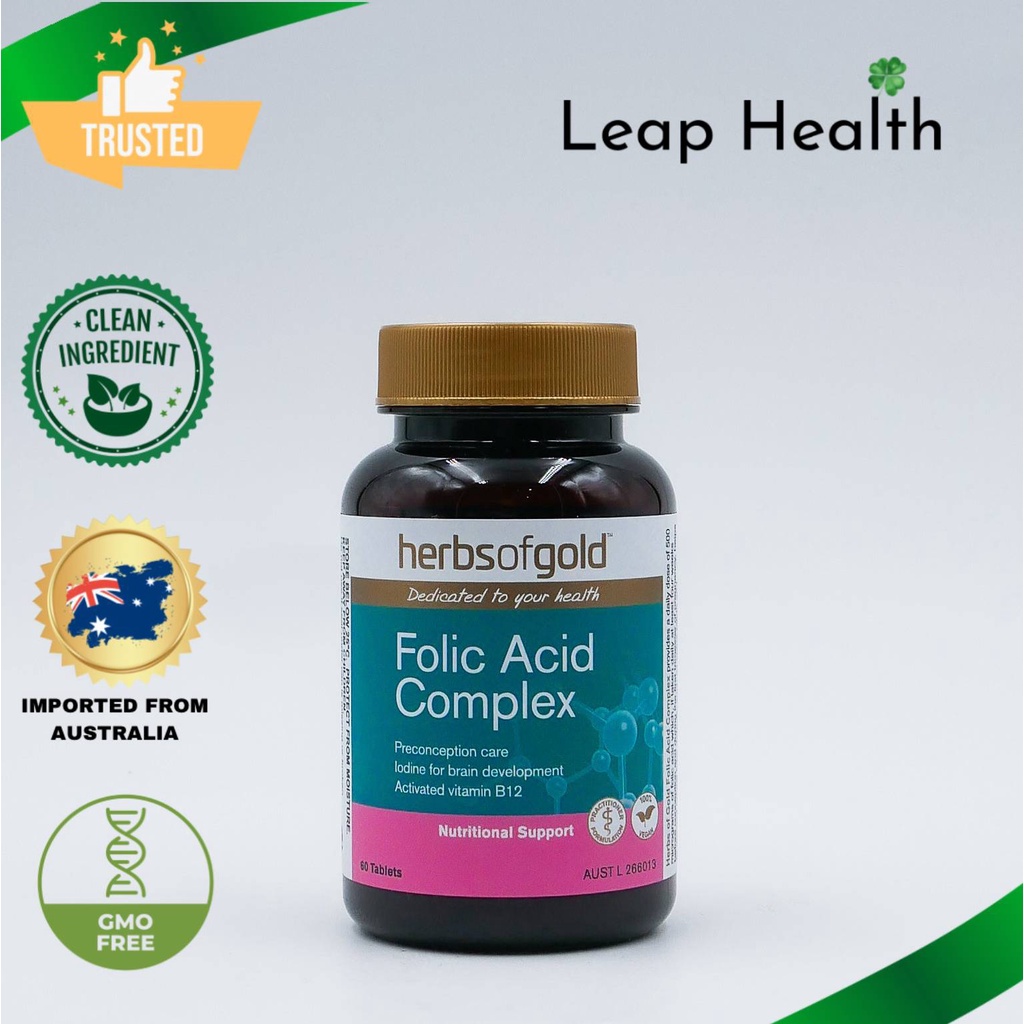 [Ready Stock] Herbs Of Gold Folic Acid Complex Vitamin B6 & B12