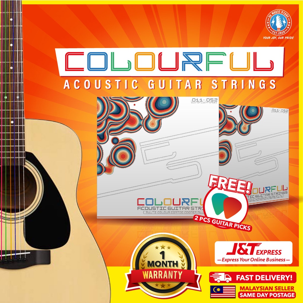 Tali Gitar Akustik Multicolour 1 set 6 Strings (Multicoloured Acoustic ...