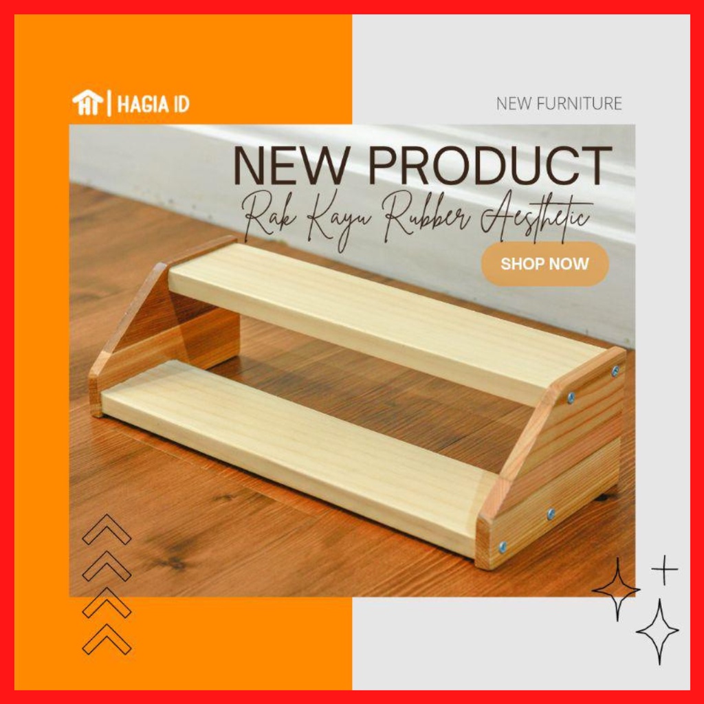 KAYU Latest...!!! Wooden Rack Rubber Wood Aesthetic Storage Kitchen ...
