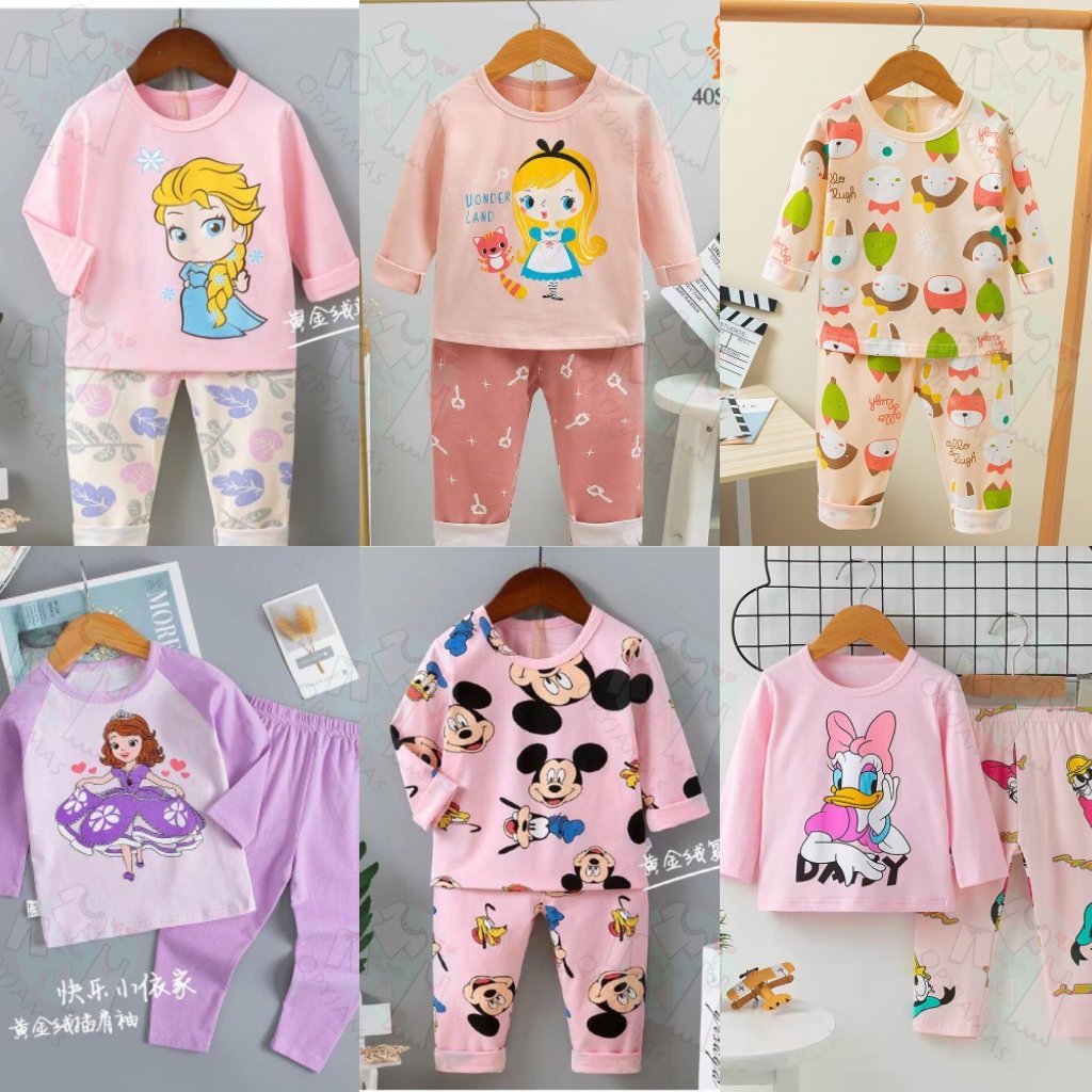 QPyjamas Girl Sofia Princess Elsa Cartoon Budak Pajamas Set Sleepwear ...