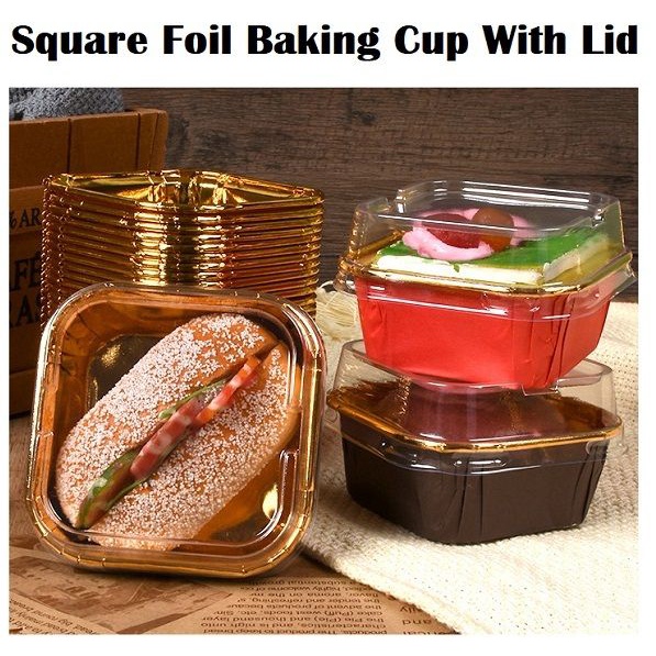 [Malaysia Stocks] 10pcs Foil Square Baking Cup Muffin Cupcake Cup With