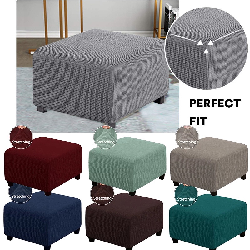 【Ready Stock】Ottoman Cover Sofa Stool Cover Elastic Rectangle Anti Slip ...