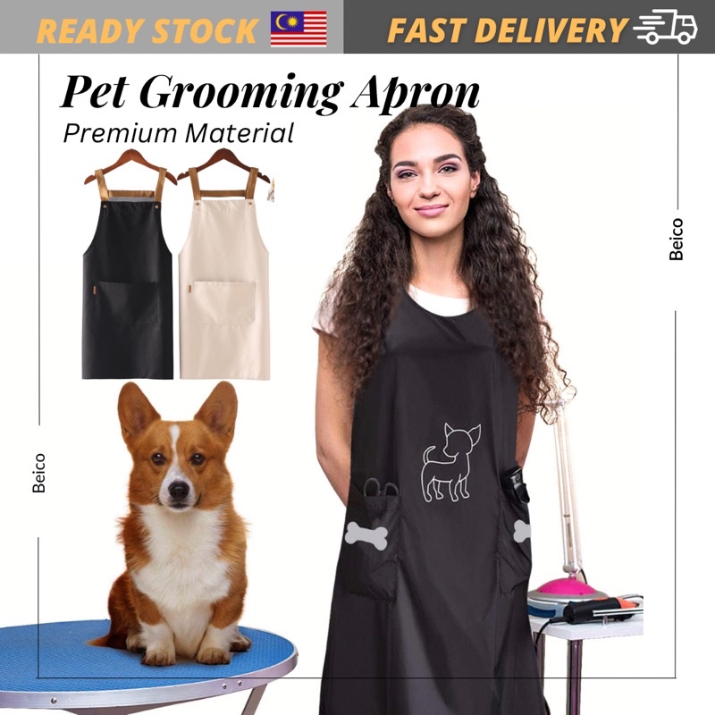Pet Grooming Apron Water Resistant Anti Static Anti Hair Dog Cat ...