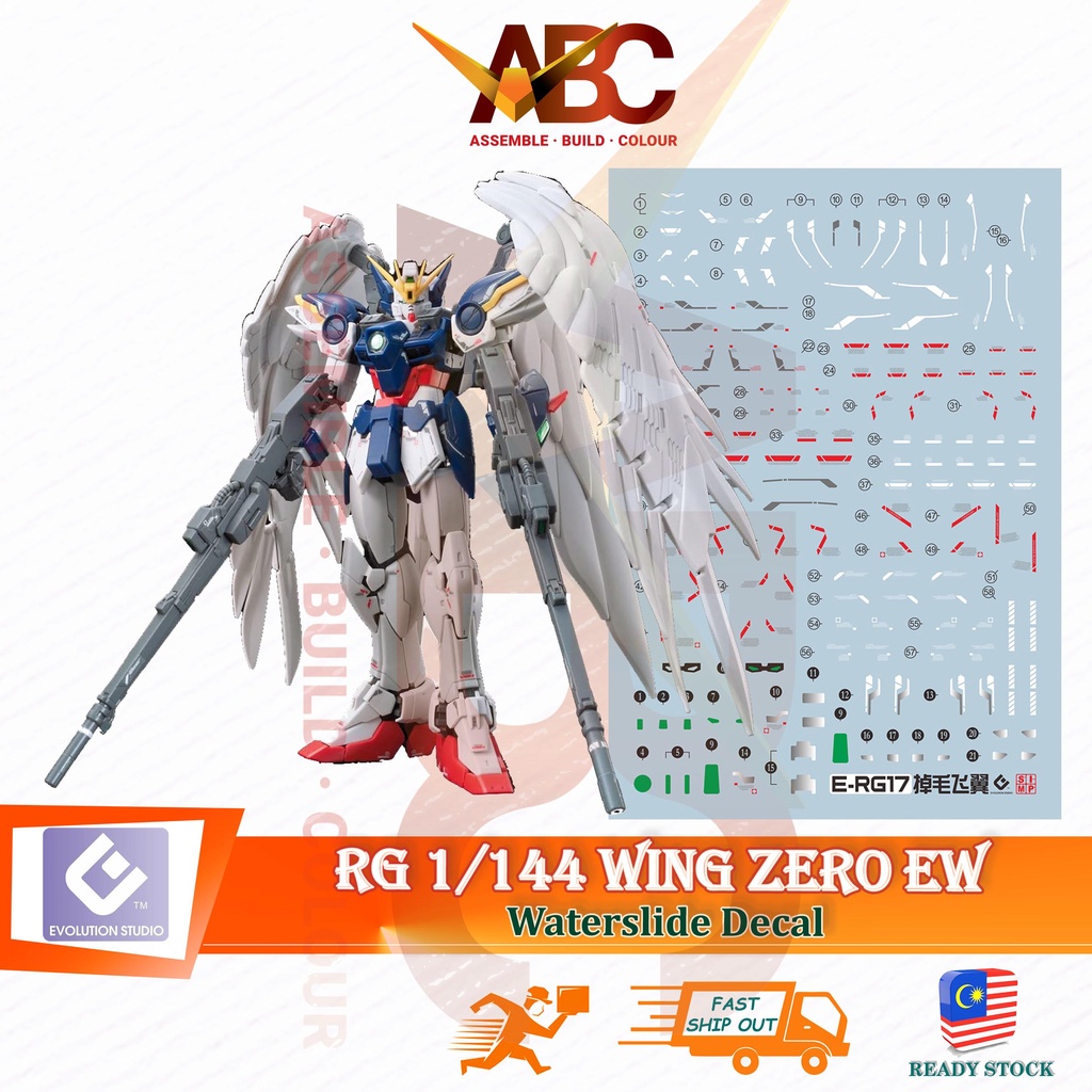 (Evo) Waterslide Decal - RG 1/144 Wing Zero EW (Fluorescent) XXXG-00W0 ...