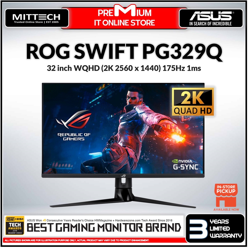 Asus ROG Swift PG329Q Gaming Monitor – 32 inch WQHD (2560 x 1440), Fast ...