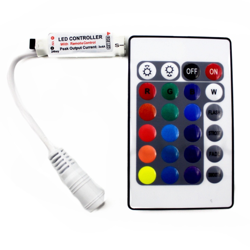 Mini 24Key RGB LED Controller DC12V IR Remote For 3528 5050 RGB LED ...
