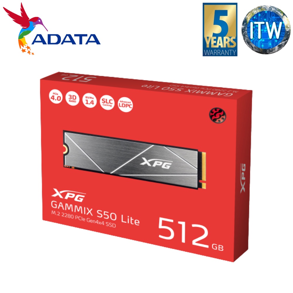 ADATA XPG GAMMIX S50 Lite | 512GB | PCIe Gen4x4 M.2 2280 | Solid State ...