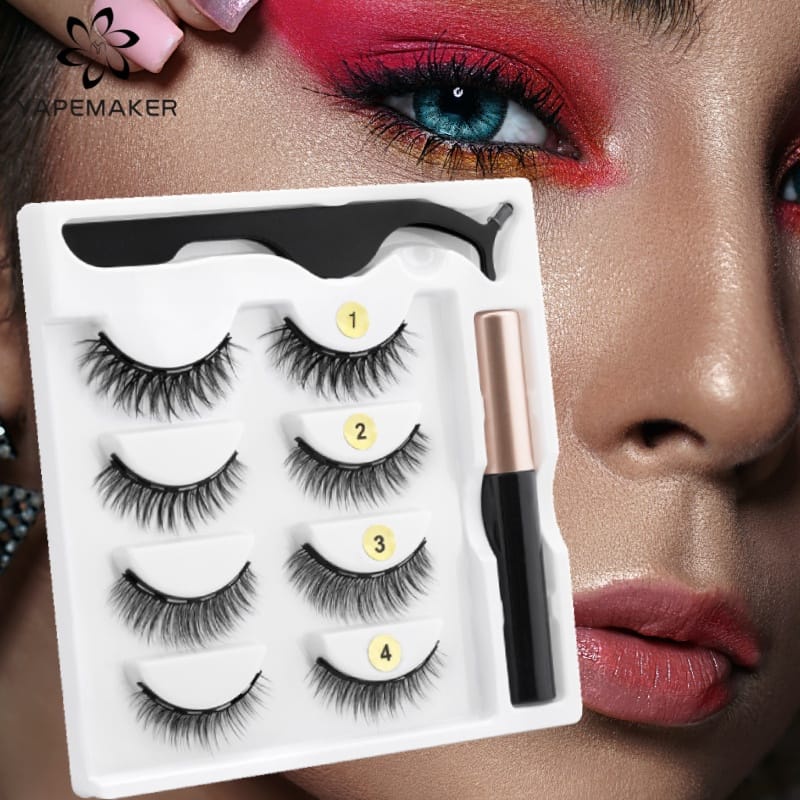 3pairs/set 4pairs/set Magnetic Eyelashes Eyeliner Set Natural Women ...
