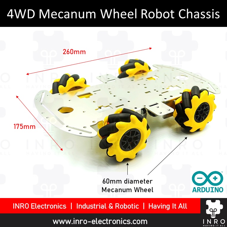 4WD 1 Layer Mecanum Wheels Smart Robot Car Aluminium Chassis Kit with ...