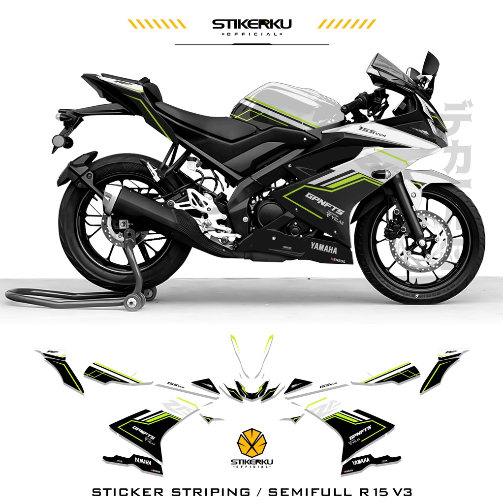 PUTIH Striping R15 V3 SEMIFULL/R15 V4 MOTIF 17 SIMPLE Basic White