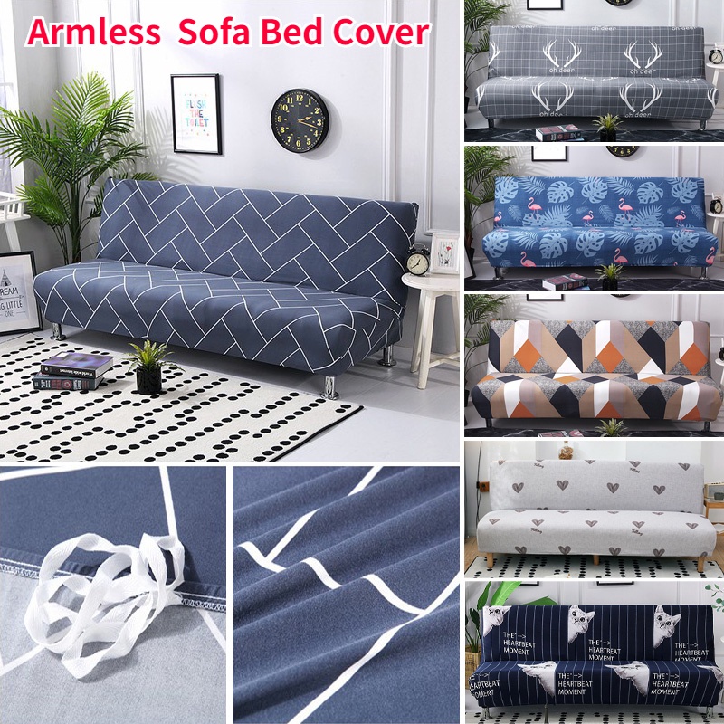 Stretch Futon Cover Armless Sofa Slipcover Foldable Sofa Bed Covers