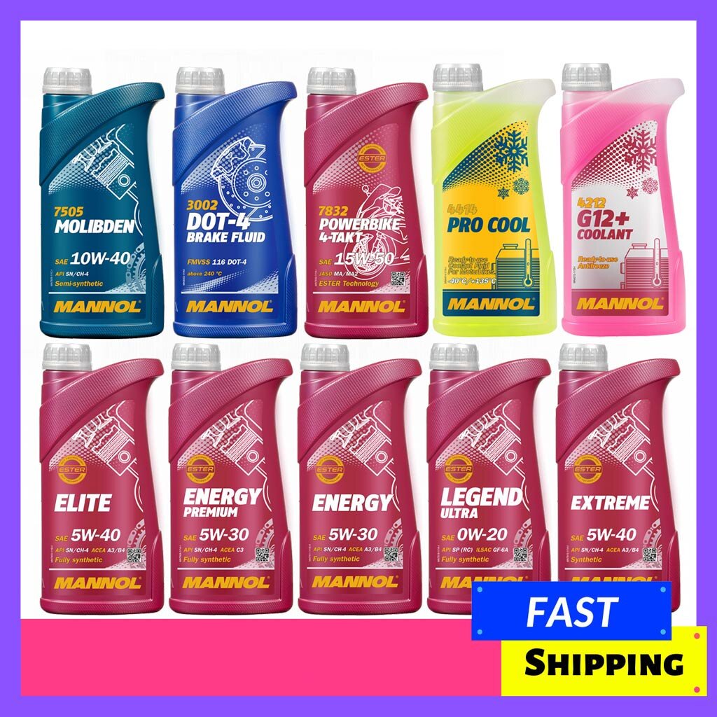 Mannol Engine Oil, Coolant, Brake Fluid Dot4, Motorbike Oil (1L