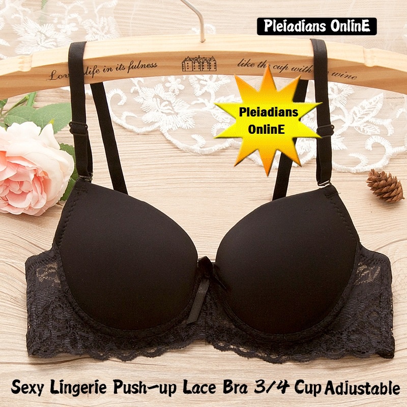 HOMIEE Lingerie Push up Lace Bra 3/4 Cup Adjustable Support Bra ...