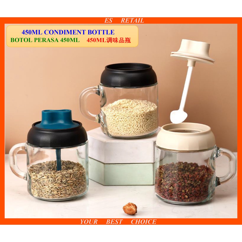 450ml seasoning bottle with spoon & handle Condiment bottle Spice ...