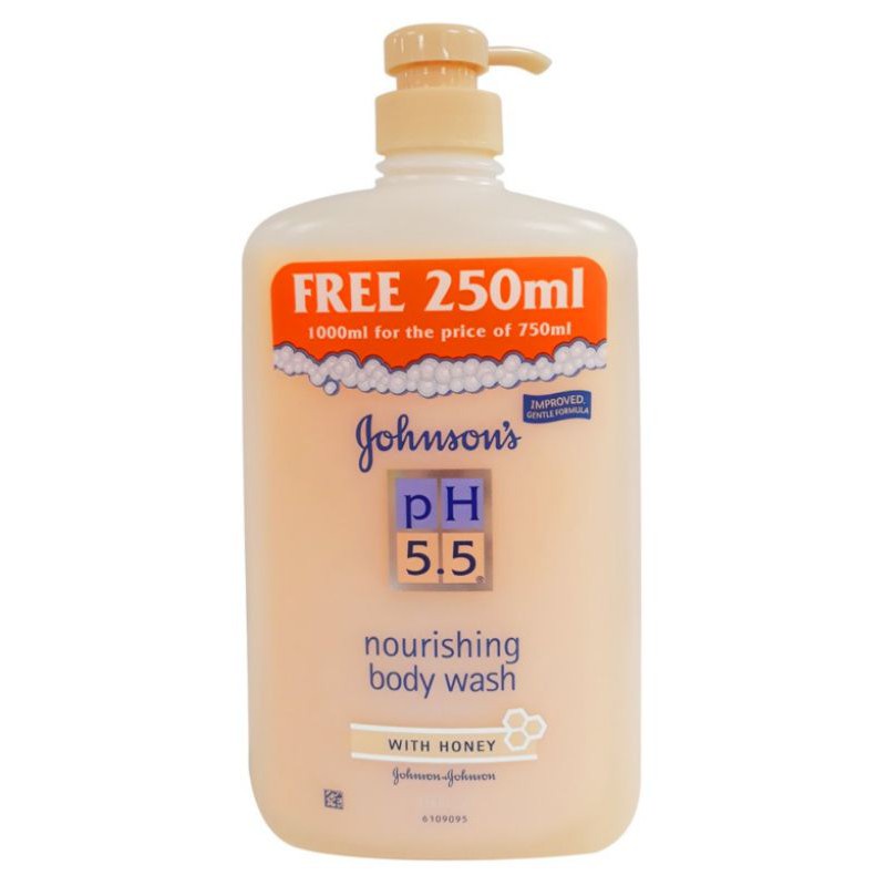 JOHNSONS BABY PH5.5 NOURISHING BODY WASH 750ML FOC 250ML HONEY
