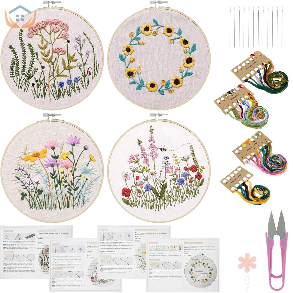 Embroidery Starter Kit Hand-made Cross Stitch Kit with Pattern and ...