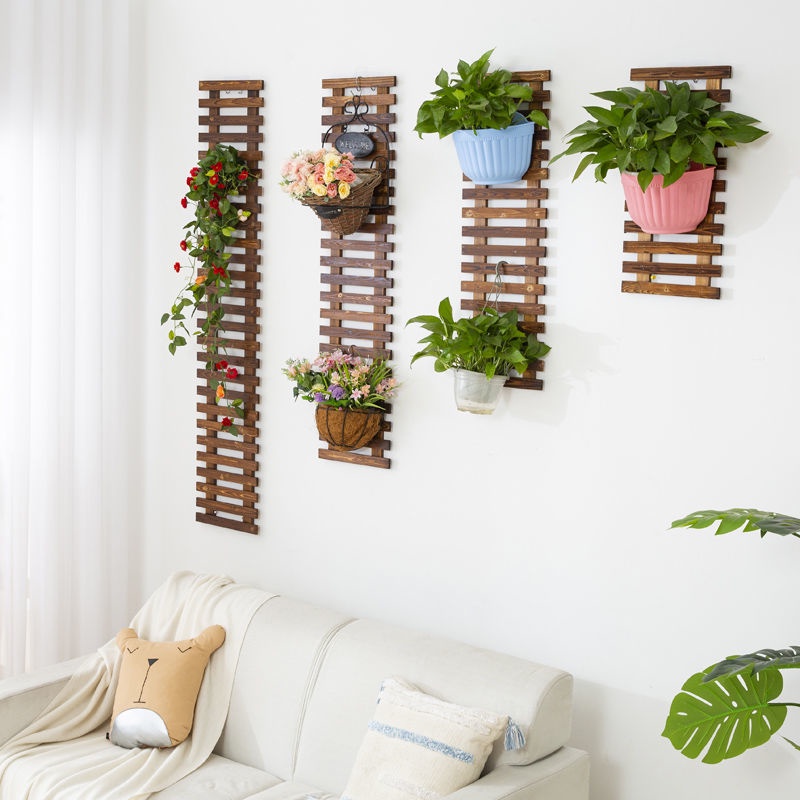 Solid Wood WallMounted Flower Stand Wall Balcony Decoration Wall