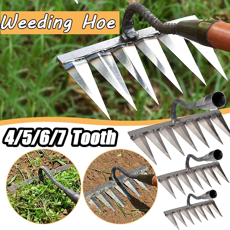 Gardening Weeding Hoe Rake Steel Farm Tool Grasping Raking Weeding