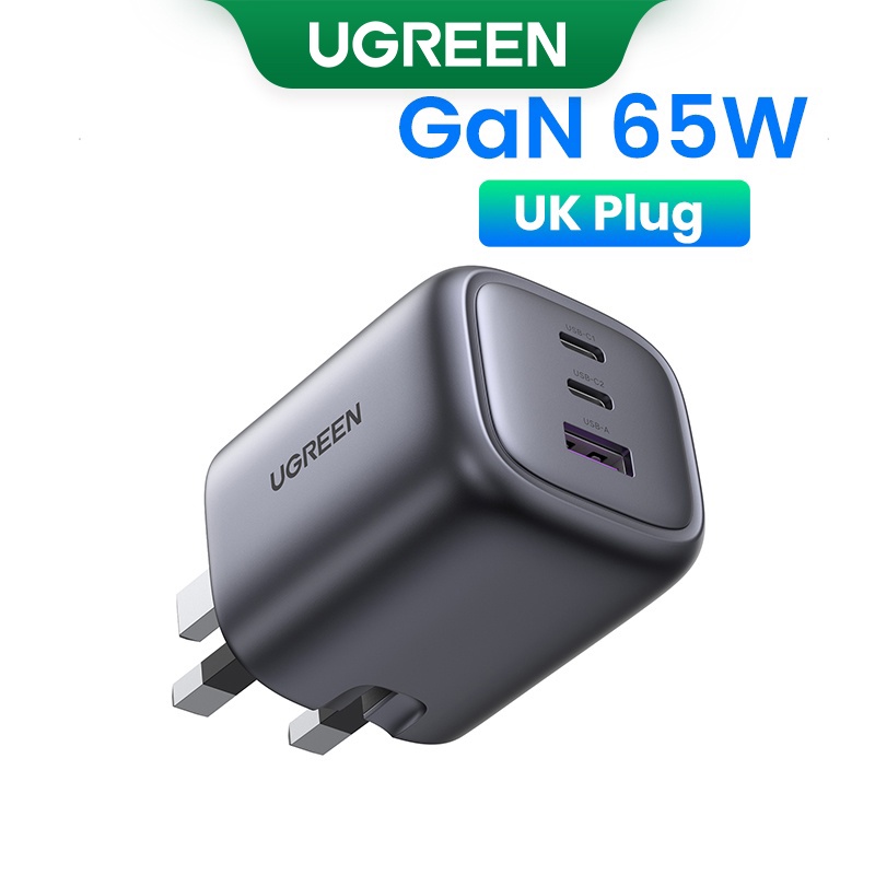 UGREEN GaN 65W Charger Foldable 2C1A 3 Ports PD4.0 SCP QC3.0 Type C