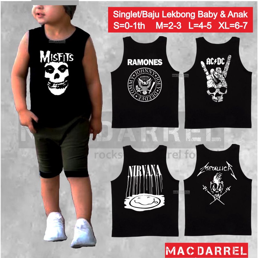 Misfits, Ramones, ACDC, Nirvana, Metallica Singlet Band Baby Clothes
