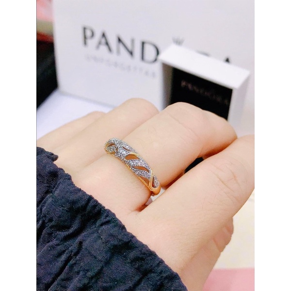 Pandora Women Ring 2in1 with High Quality non faded non tarnish and a hypo allergenic Shopee Malaysia