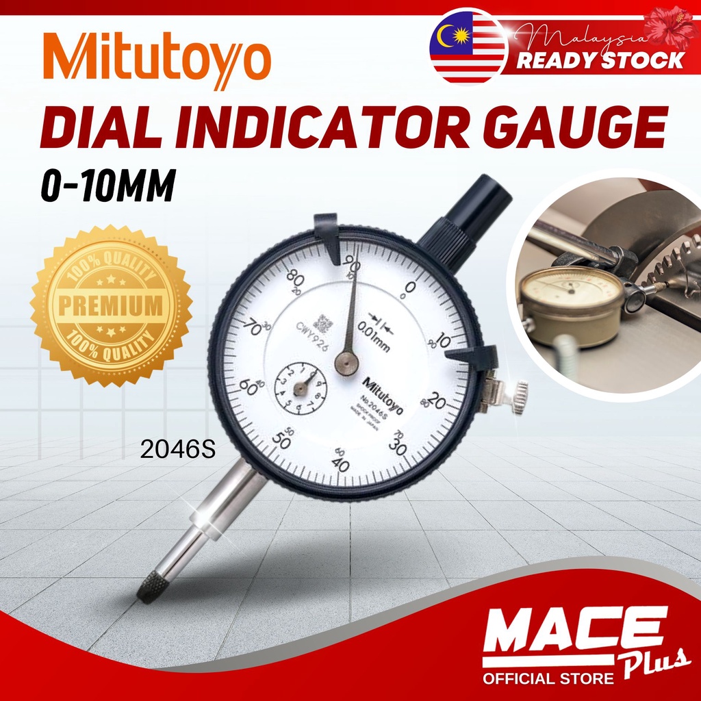 MITUTOYO 010mm Dial Indicator Dial Gauge Measuring Lug Black Gauge Camshaft ( 2046S ) Shopee
