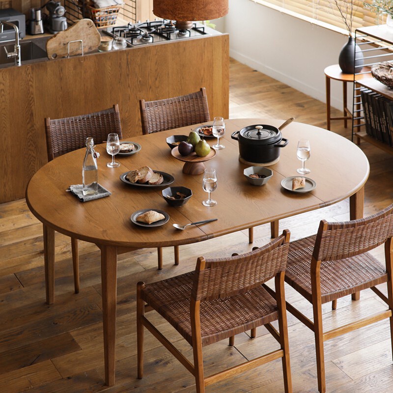 Seattle Solid Wood Dining Table Household Japanese-Style Retractable ...