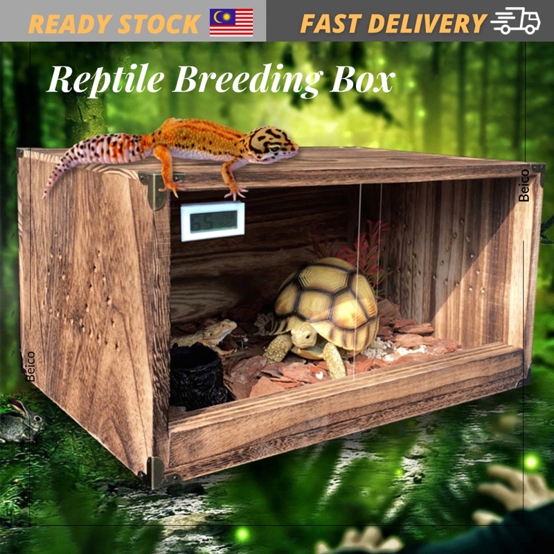Wooden Reptile Breeding Box, Portable Crawling Pet Reptile Habitat