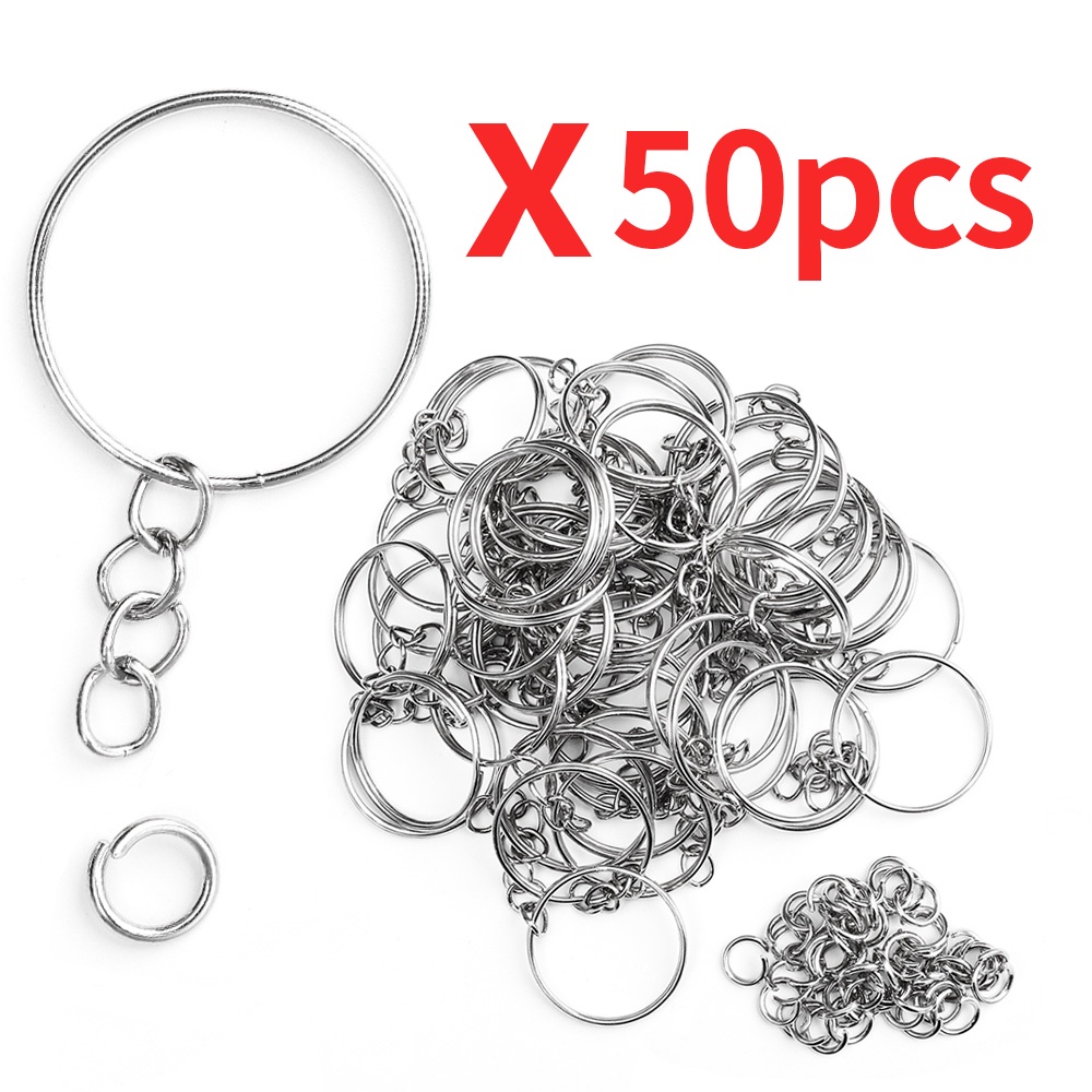 100 Pcs Polished Silver DIY Key Rings Key Chains With Link Chain Key ...