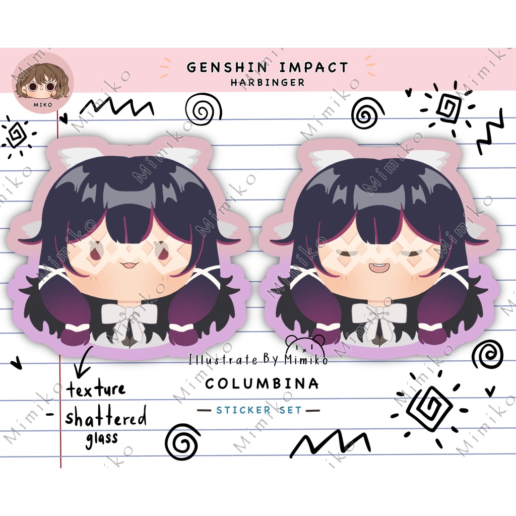 Genshin impact Stickers Fatui Harbingers Columbina Sticker Set Die Cut ...