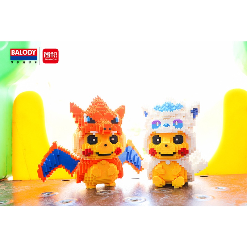 Nano Block Cartoon Anime Pikachu Cosplay Fire Dragon Ice Fox Pokemon