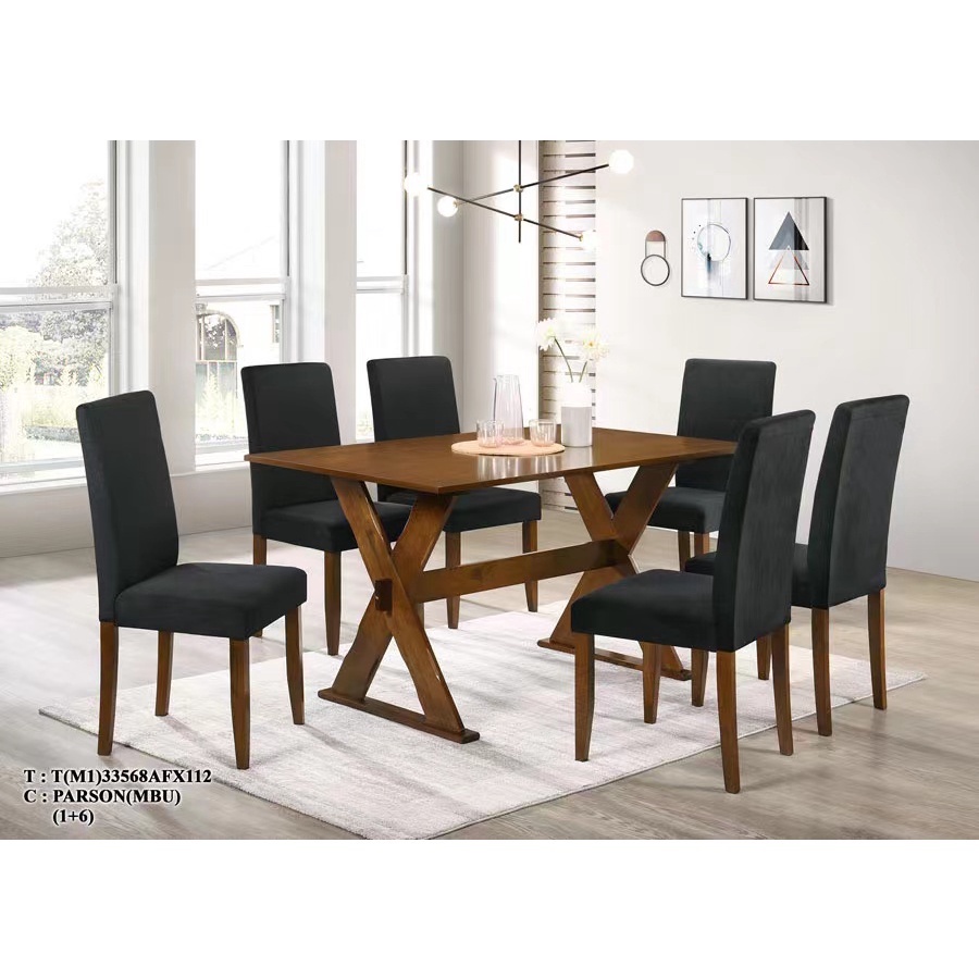 HELINA Solid Wood Dining Set 6 Dining Table Set 6 Seater Dining Table 6