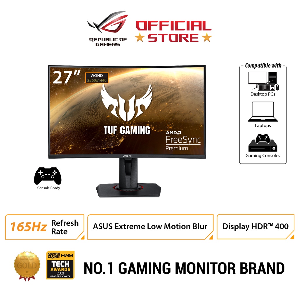 Asus TUF Gaming VG27WQ 27" WQHD (2560x1440) 165Hz Extreme Low Motion