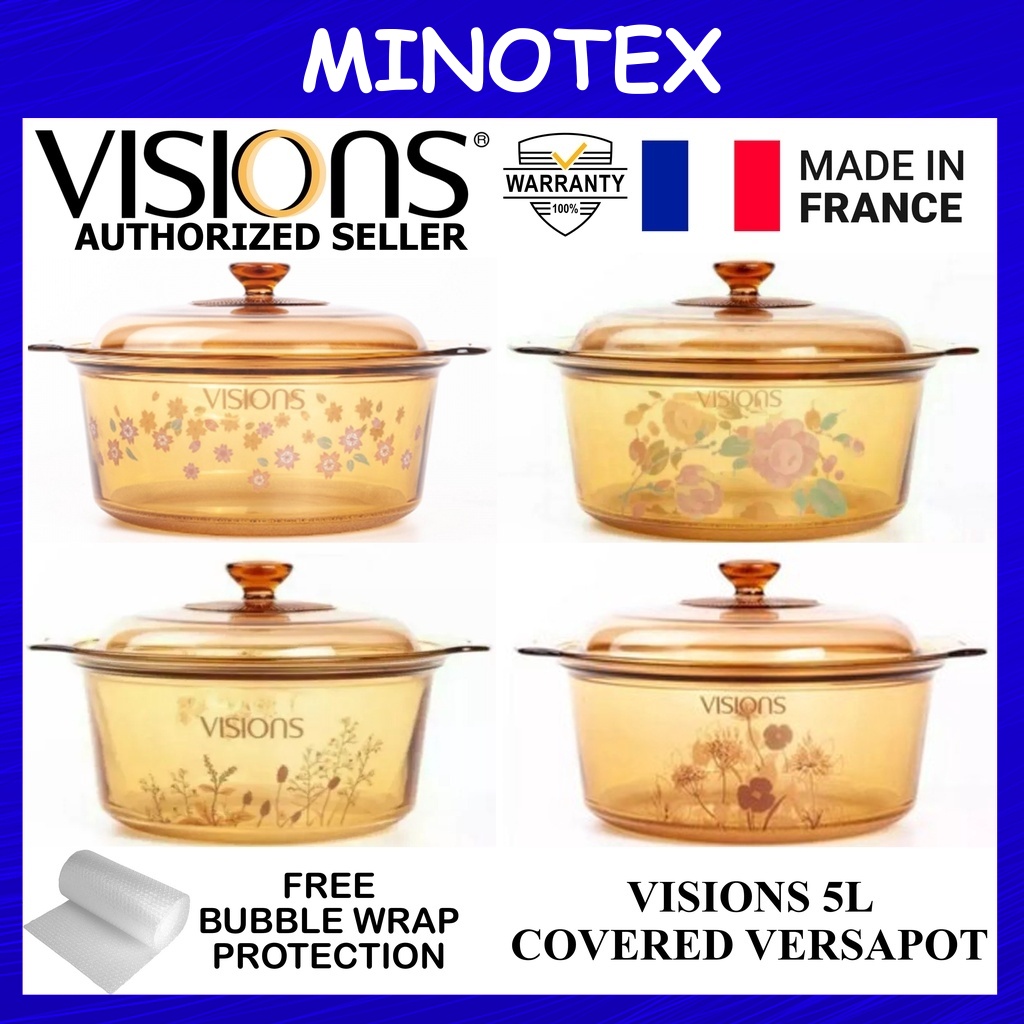 Visions Casserola Olandese Rotonda 5L In Vetroceramica Ambra – Adatta A Tutti I Fornelli E Microonde