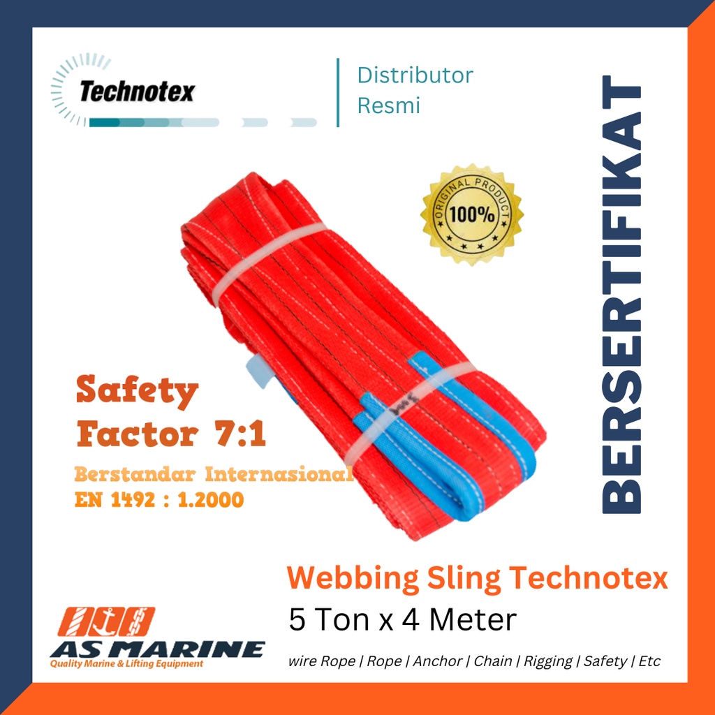 Technotex Webbing Sling Belt / Lifting Rope 5 Tons x 4 Meters 150 mm ...