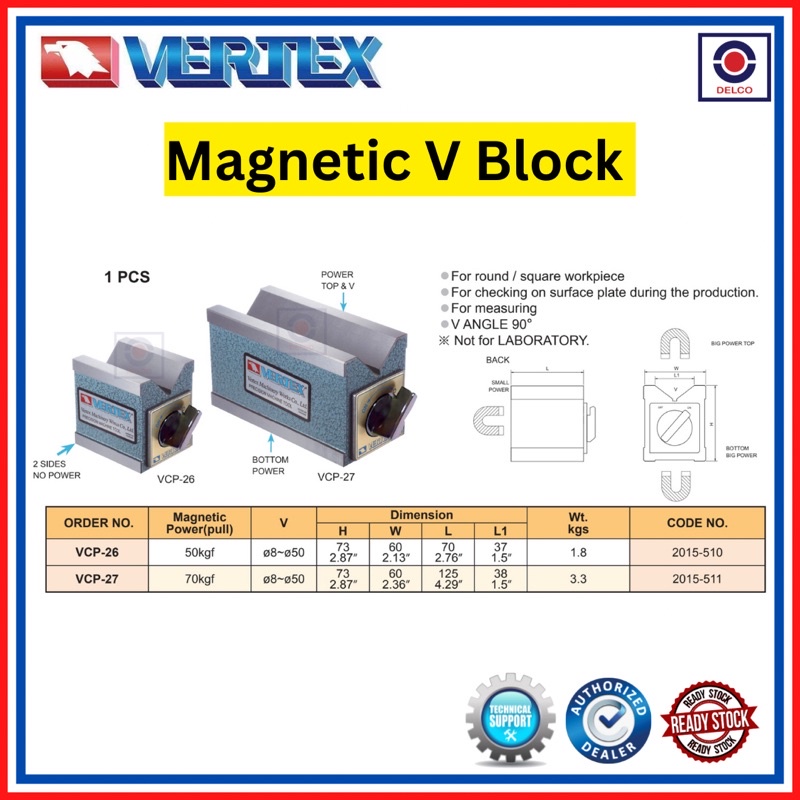 VERTEX TAIWAN VCP26 VCP27 V Block measuring purpose vblock
