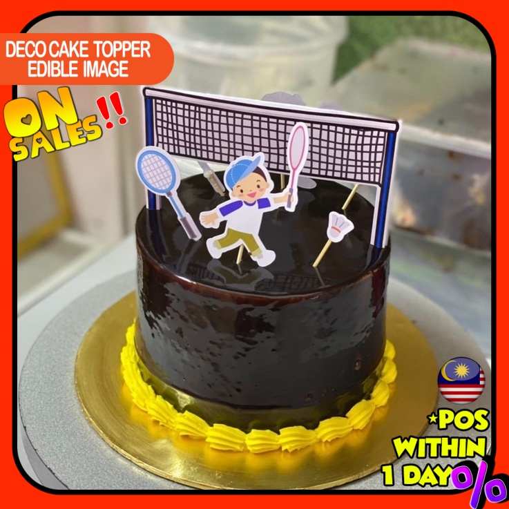 READY STOCK Happy Birthday Cake Topper Badminton Decoration Set Party ...