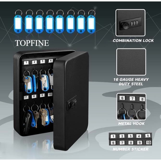 [Ready Stock] TOPFINE 6 / 20 Key Slots Keys Box Password Lock Metal Keys Storage Wall Mounted