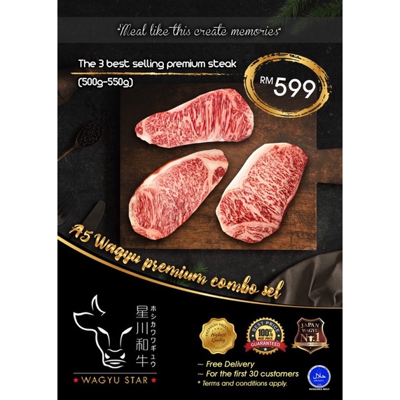 3 pcs premium steak package Rm599(550-600g ) | Shopee Malaysia