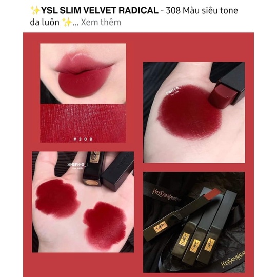 black Shell YSL Slim velvet Radical lipstick 301 302 303 304 305 306 307 308 309 311 312 313 314 315 1966 21 28