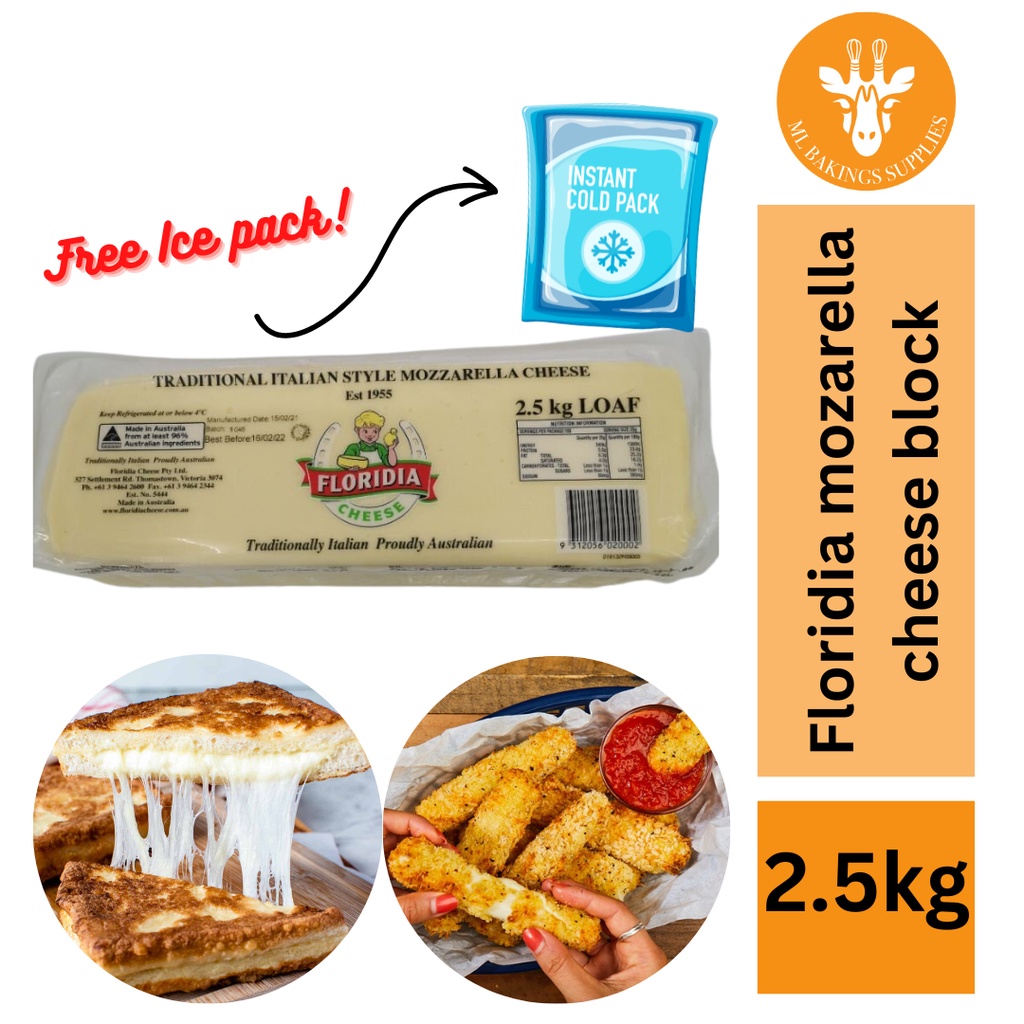 [READY STOCK] Floridia Mozzarella Cheese Block 2.5kg (Halal) Shopee