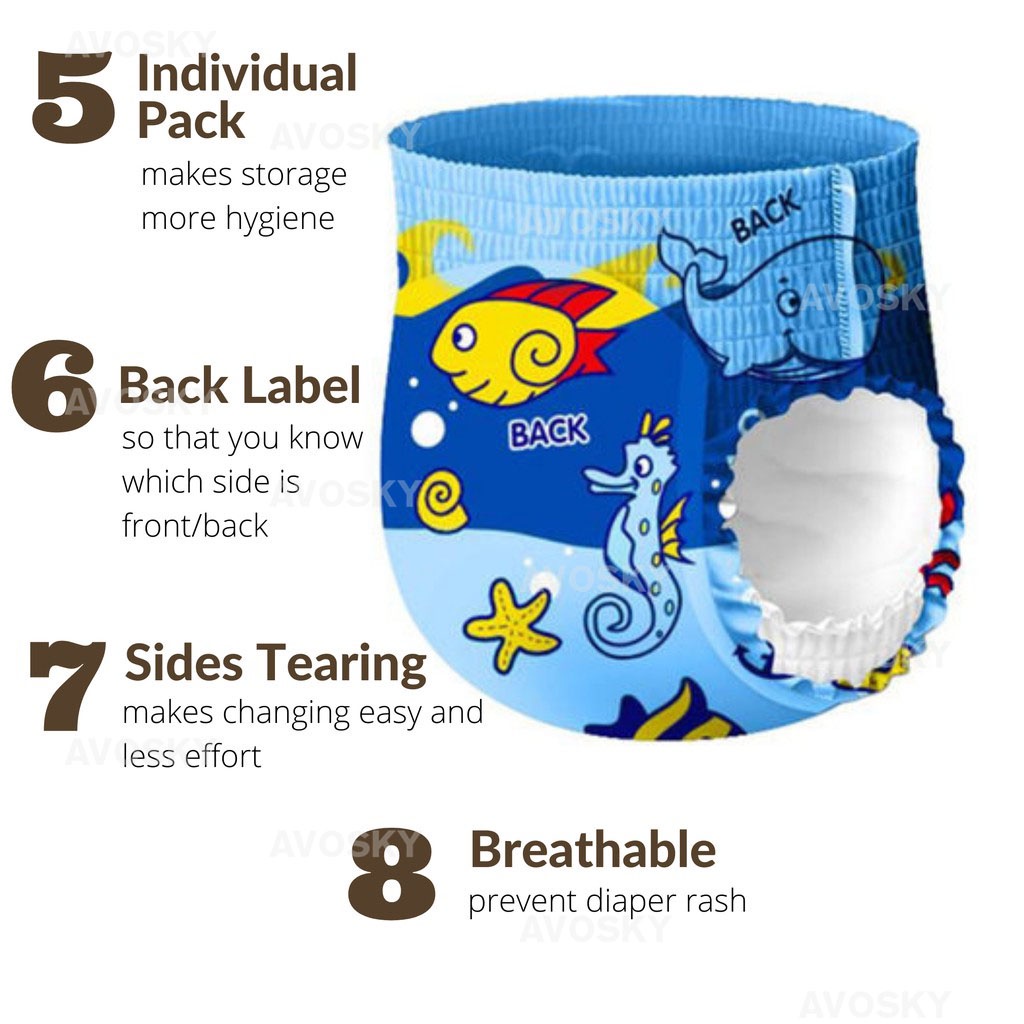 AVOSKY Disposable Baby Kids Leakproof Swimming Baby Diapers Children