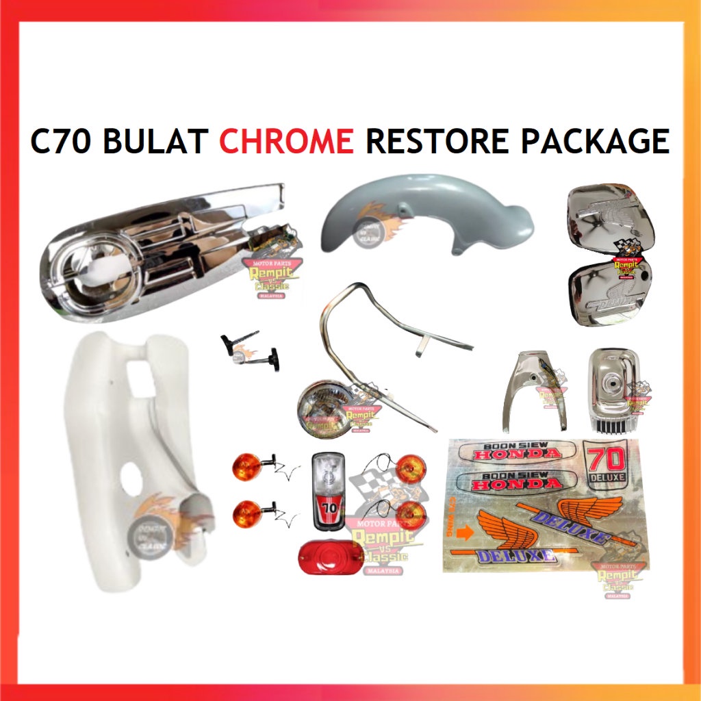 REMPIT Honda C70 Bulat Chrome Restore Set Honda Cup Honda Body Cover ...