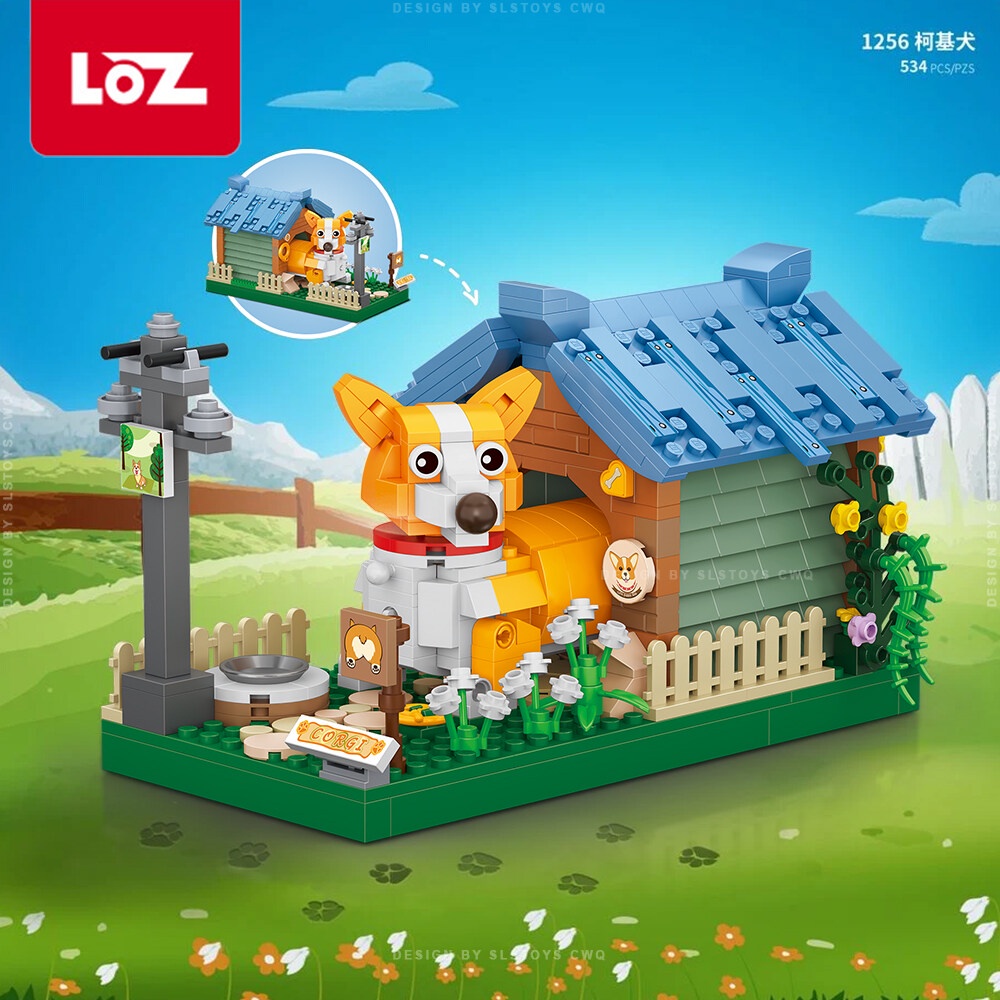 LOZ IDEAS Mini Block 1254 / 1256 Animal Farm Sheep Corgi Village House ...