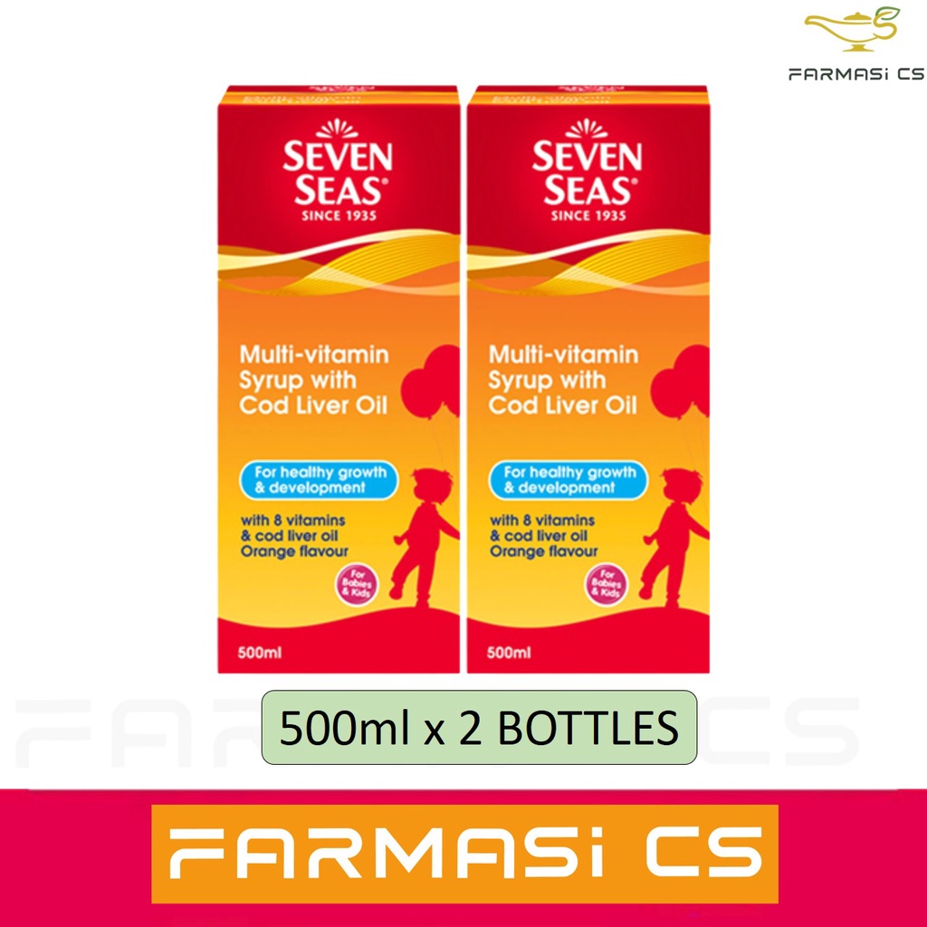 Seven Seas Kids Multivitamin Syrup with Cod Liver Oil 500ml x 2 bottles ...